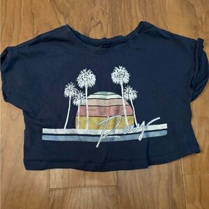 Roxy Kids Navy Tee with Palm and Sunset Design